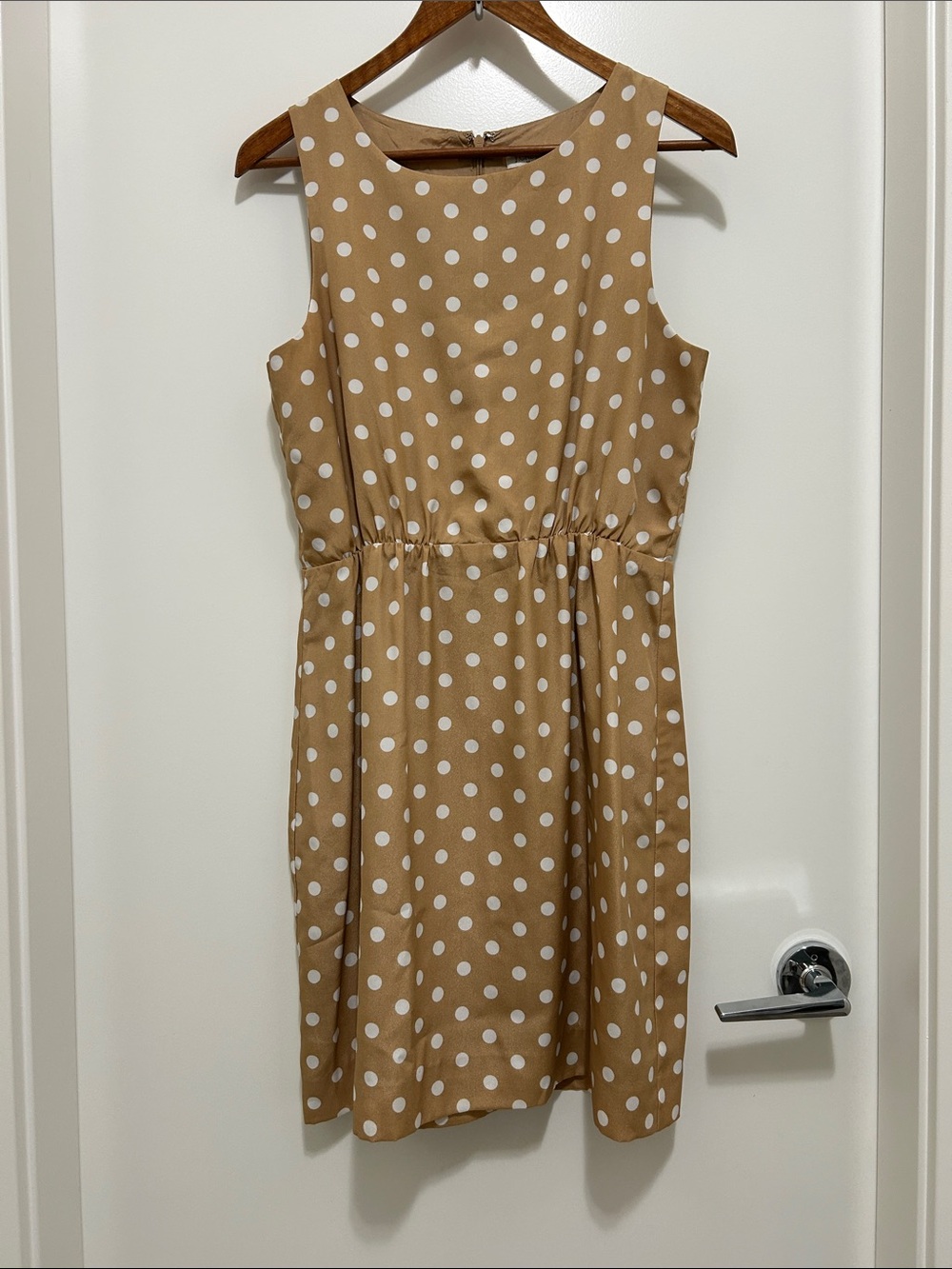 J. Crew Tan Polka Dot Sleeveless Mini Dress